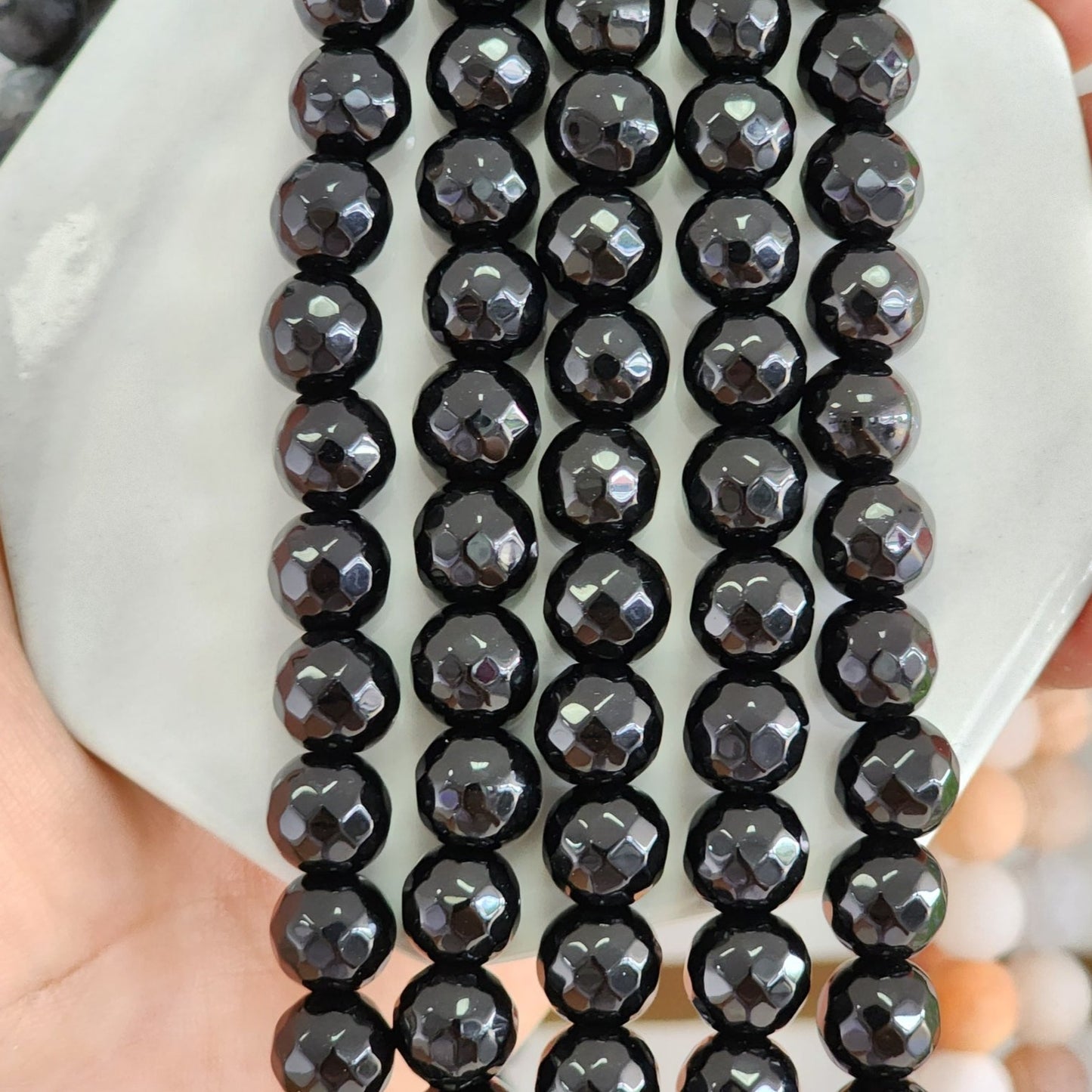 Jade Negro Facetado Natural 10MM / 1 Tira
