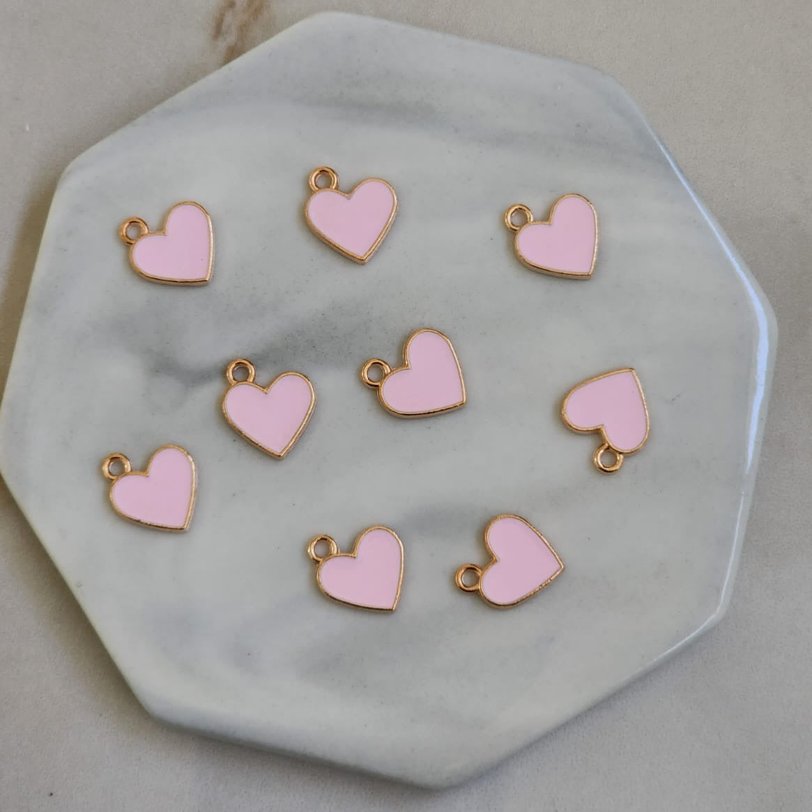 Corazon Rosa Enamel 5 unid