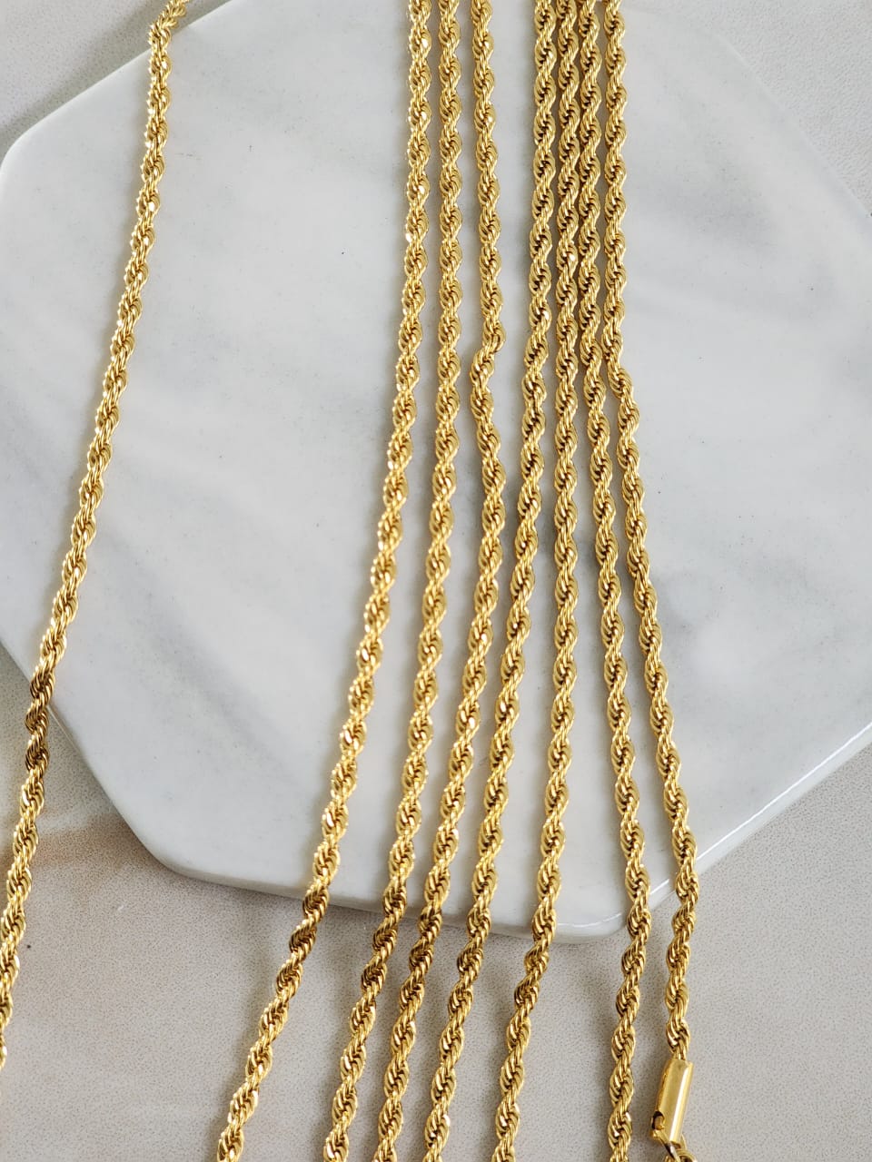 Collar Rope Largo Acero Dorado