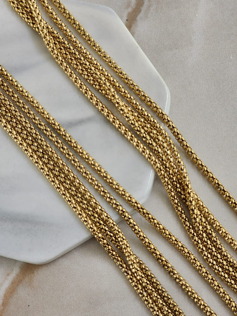 Collar Acero Popcorn Dorado 304
