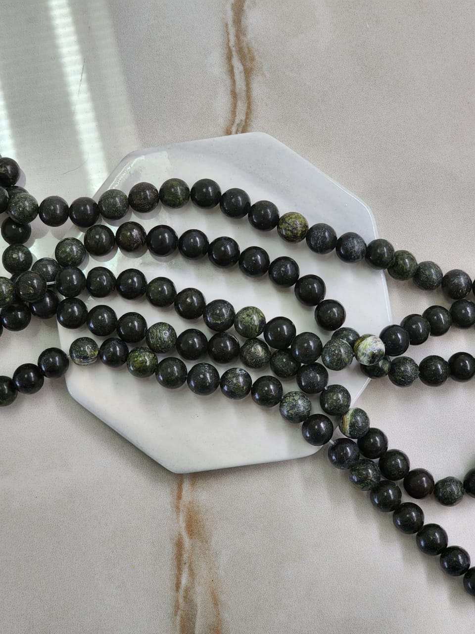 Serpentina Verde Natural 8mm / 1 Tira