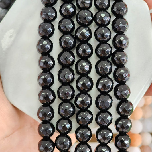 Jade Negro Facetado Natural 10MM / 1 Tira