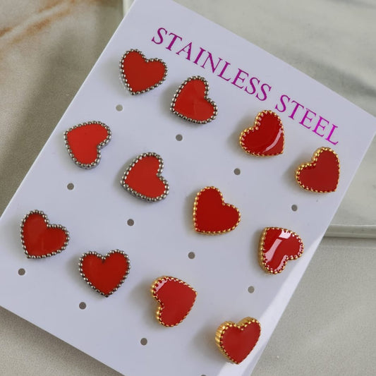 Arete Corazon Color Acero 1Par
