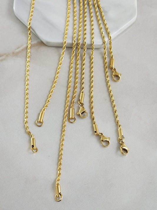 Collar Rope Largo Acero Dorado