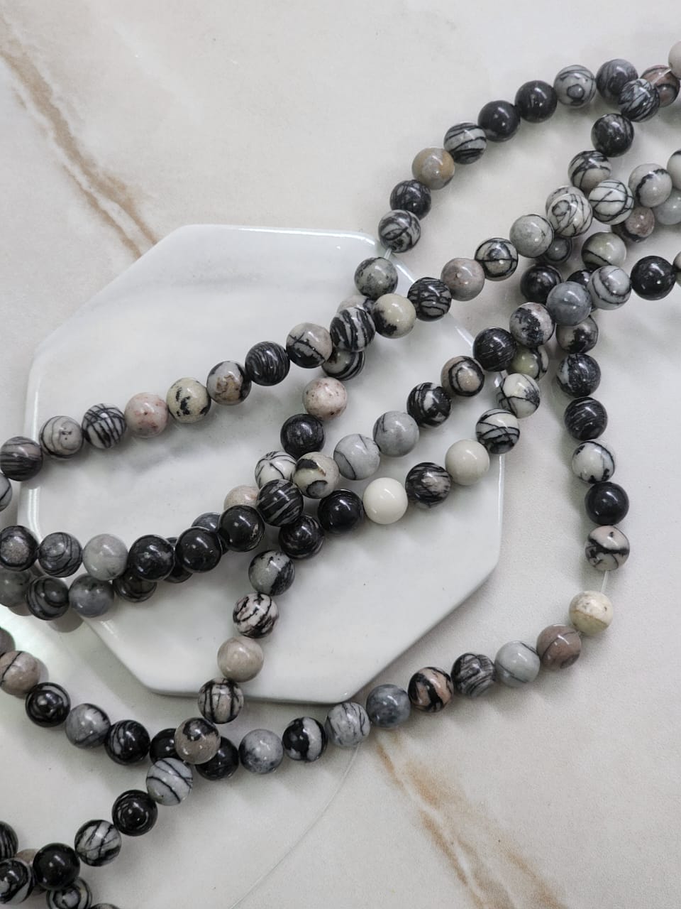 Jasper Seda Negra Natural 8mm / 1 Tira