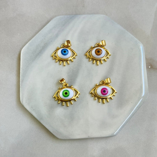 Ojo Turco Pin Colores Baño Oro18k