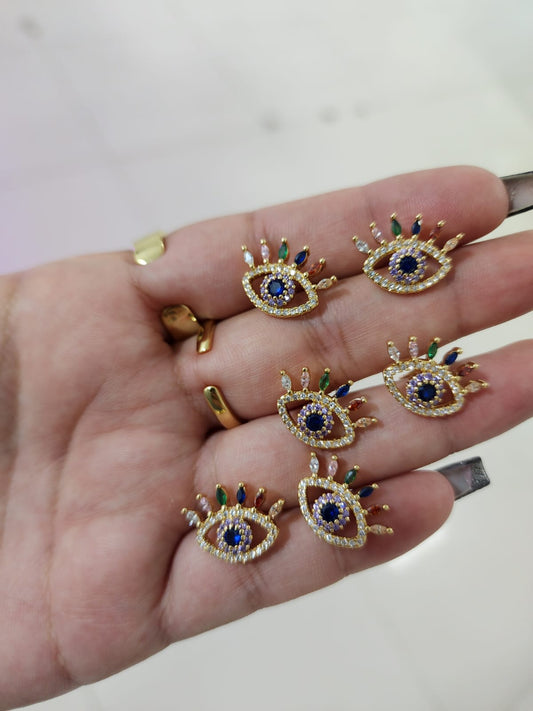 Stud Ojo Baño Oro18k & Zirconias 1 Par